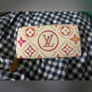 Classic Monogram Wallet in Pink and Orange.